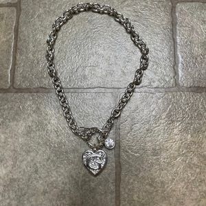 Silver GUESS Heart Toggle Necklace